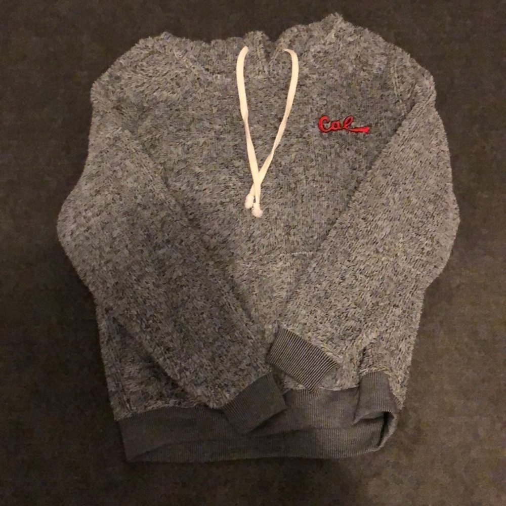 Gray Hooded Sweatshirt with Red Embroidery